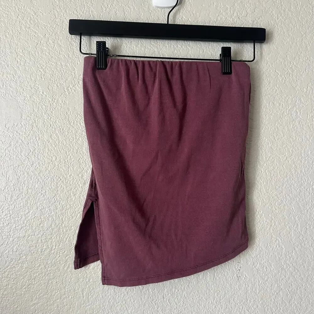 Free People We The Free Lola Side Tube Top with Asymmetric Hem Mauve